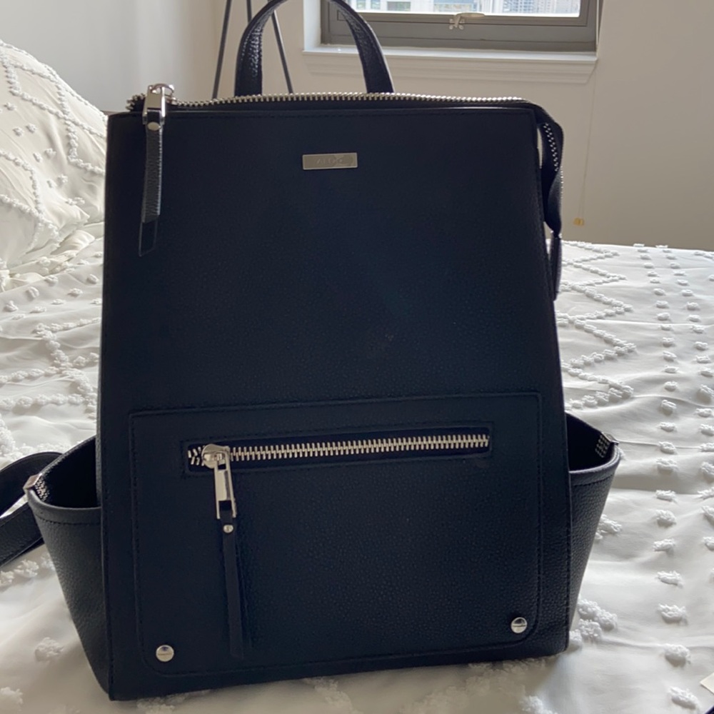 Black leather aldo backpack